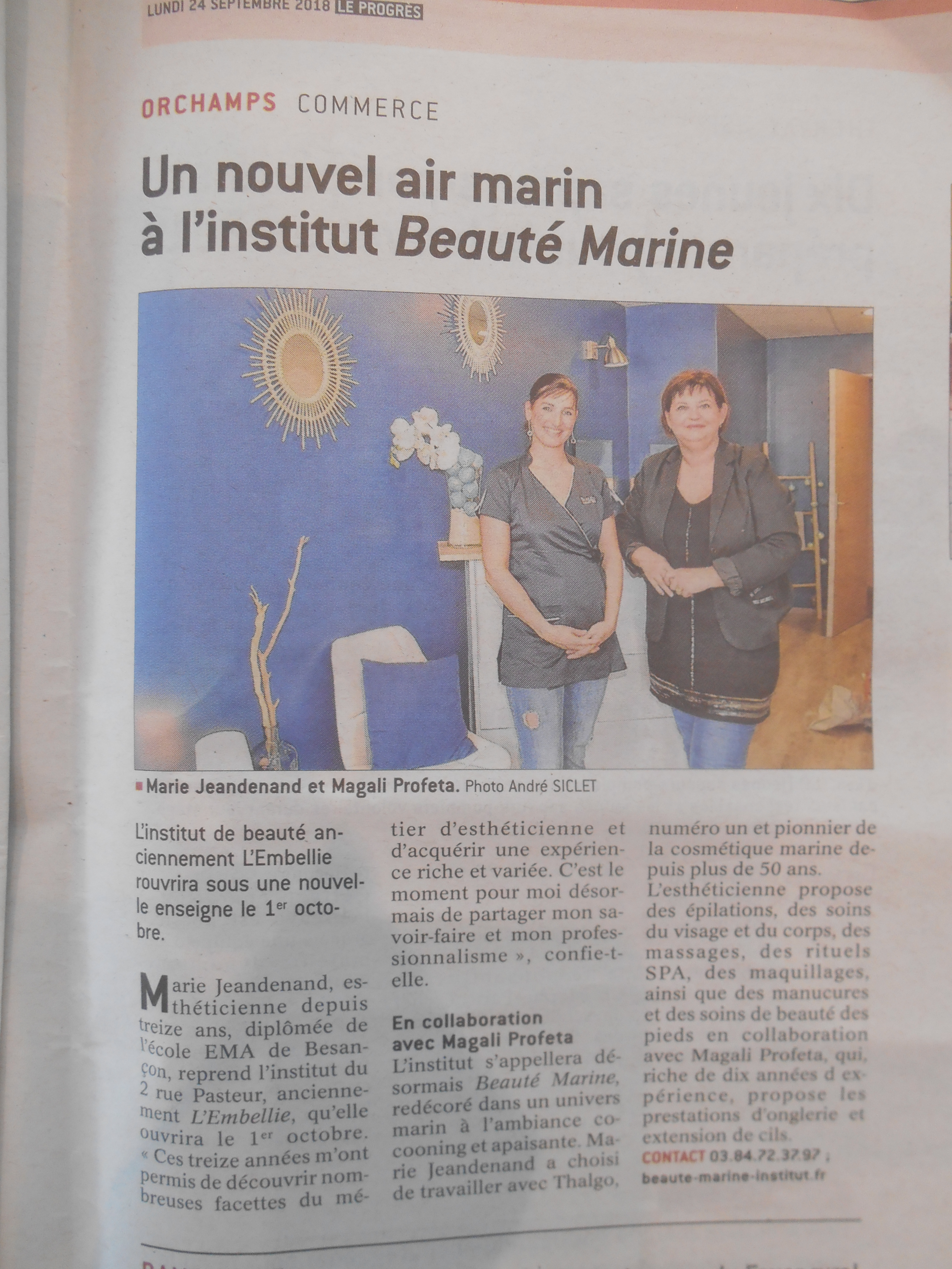 Article de presse du 24/09/2018 ouverture